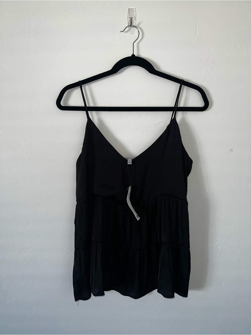 Naked Zebra Black Silk Top with Spaghetti Straps